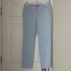 Lilly Pulitzer Kelly Skinny Ankle Texture Pants in Crew Blue Size 6 Excellent